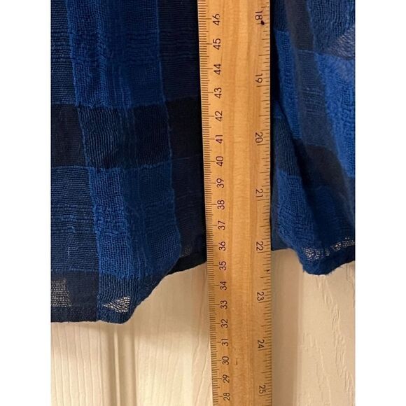 Free People Womens Honey Grove Knit Loose Blue/Black Blouse - Picture 9 of 13